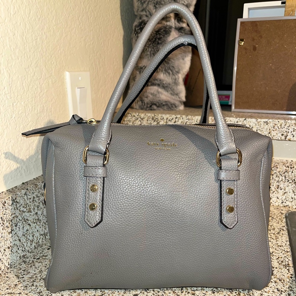 Kate spade medium gray top handle purse with shoulder strap